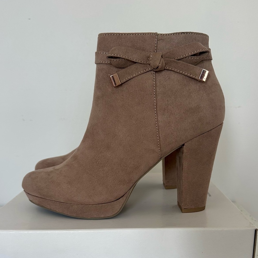 Taupe booties by Lauren Conrad